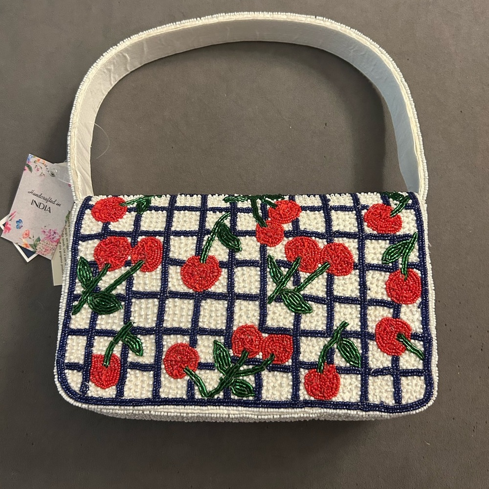 NWT! VIRAL Beaded Cherry Shoulder Bag - Picture 7 of 10